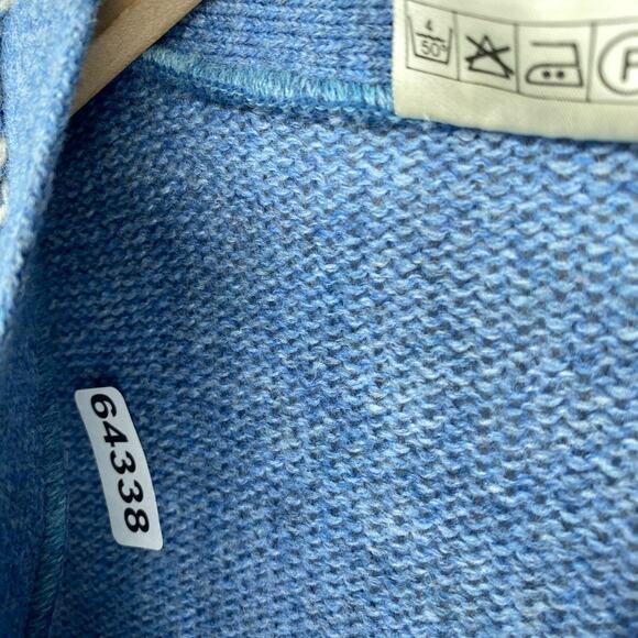 DACRON Sweater Womens M Cardigan Shetland Chevron Button Front Blue ENGLAND Vtg - Picture 11 of 11